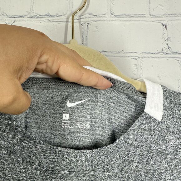 Nike Spartan Long Sleeve Shirt Men Large Gray White Layered Streetwear Dri Fit - Picture 4 of 10